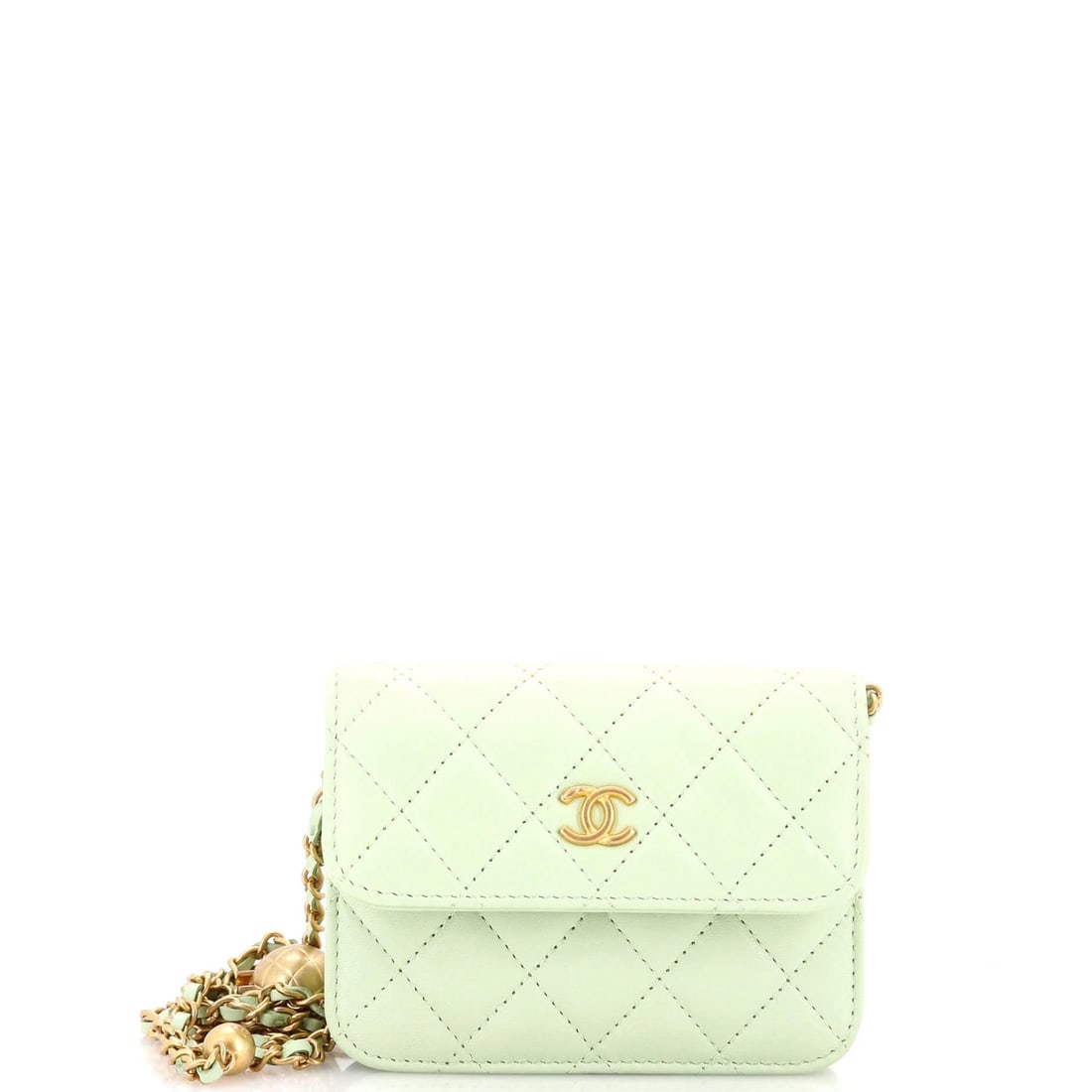 Chanel Pearl Chain Quilted Lambskin Mini Clutch with Flap (1 of 6)