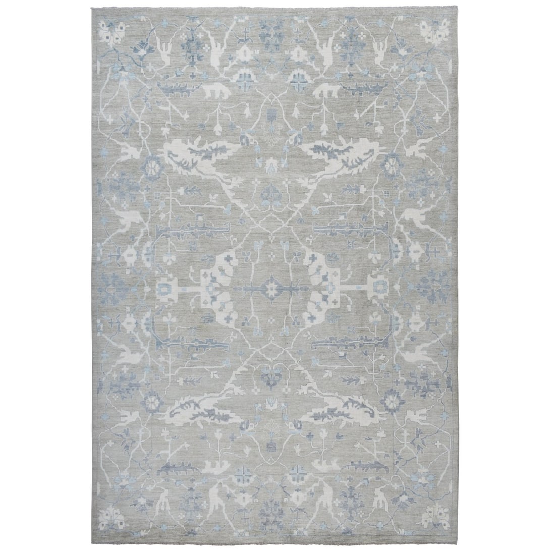 14'x17'10" Gray Soft Wool Hand Knotted Afghan Angora Ushak Oversized Rug (1 of 11)