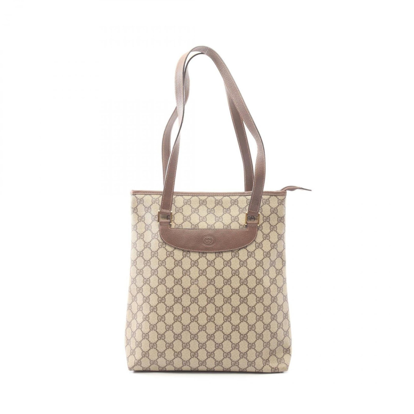 Gucci Leather Coated Canvas Tote Bag Pvc: Gucci Leather Coated Canvas Tote Bag Pvc A pre-owned Gucci tote bag that exudes timeless elegance, boasting a unique combination of Pvc-coated canvas and genuine leather in a beautiful beige and brown