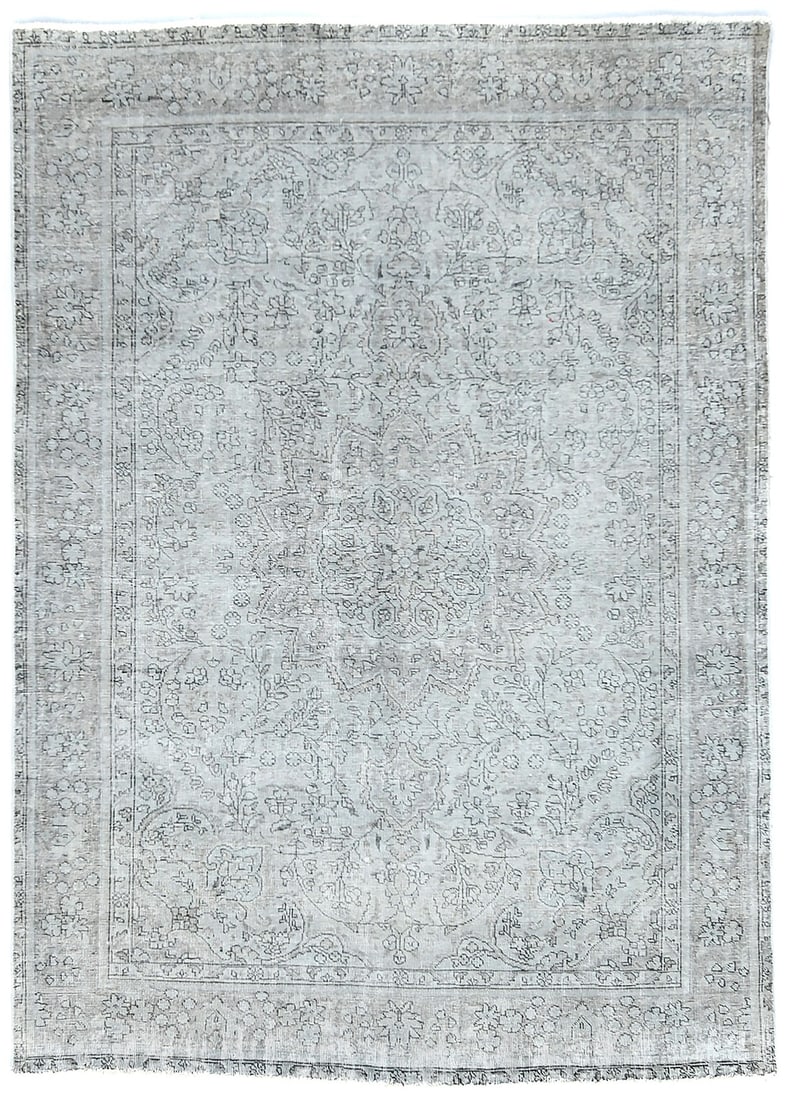 6'7X9 ft Antique Overdyed Distressed Vintage Oriental Rug Muted Floral Carpet: 6'7X9 ft Antique Overdyed Distressed Vintage Oriental Rug Muted Floral Carpet Experience the timeless beauty of this stunning, hand-knotted vintage Oriental rug, expertly overdyed to create a unique,