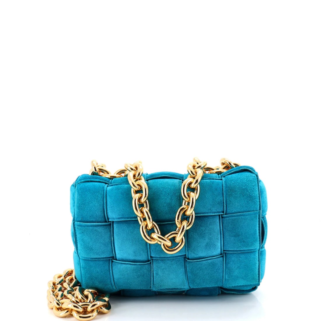 Bottega Veneta Intrecciato Suede Maxi Crossbody Cassette Chain Bag. (1 of 6)