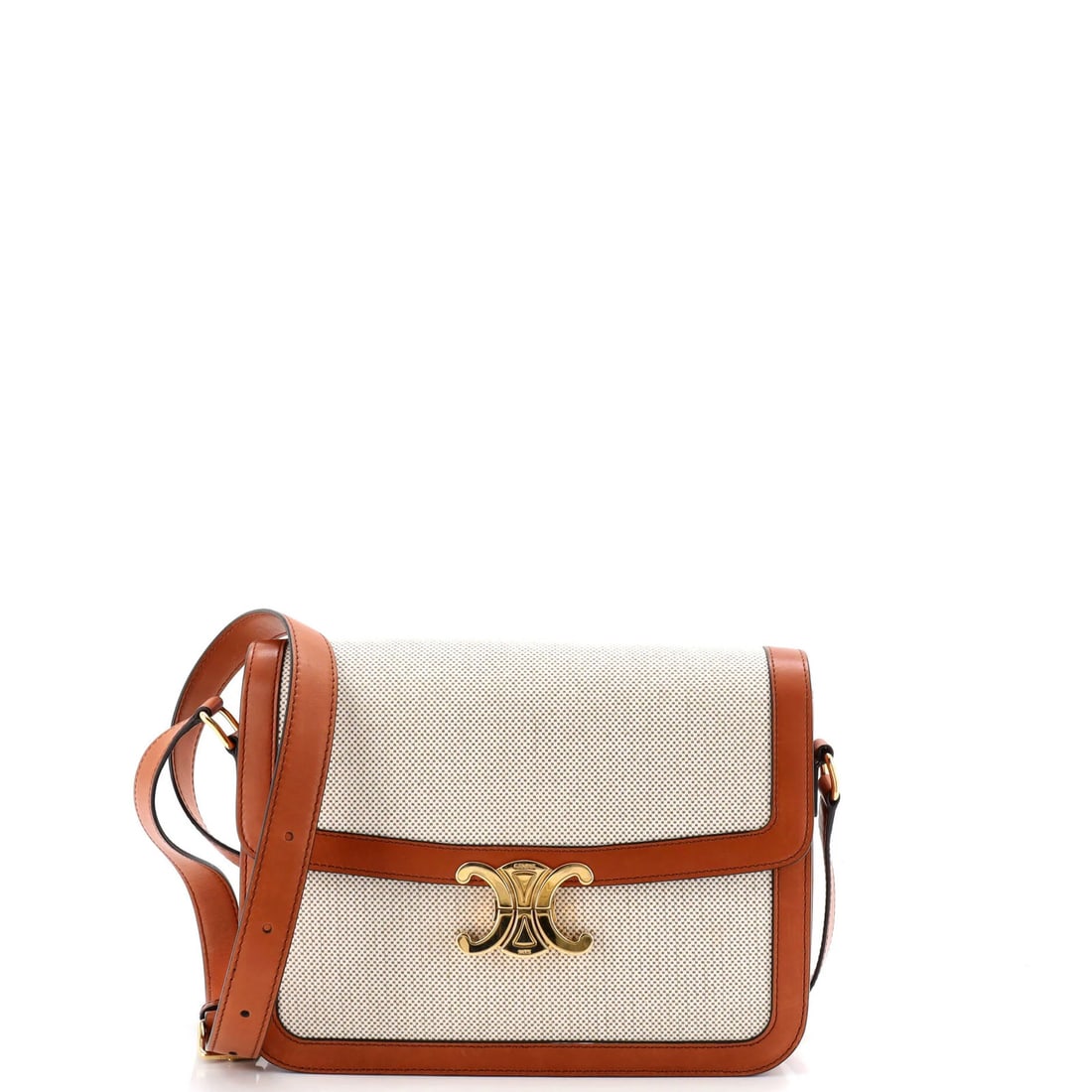 Canvas leather medium shoulder bag by Celine. (1 of 6)