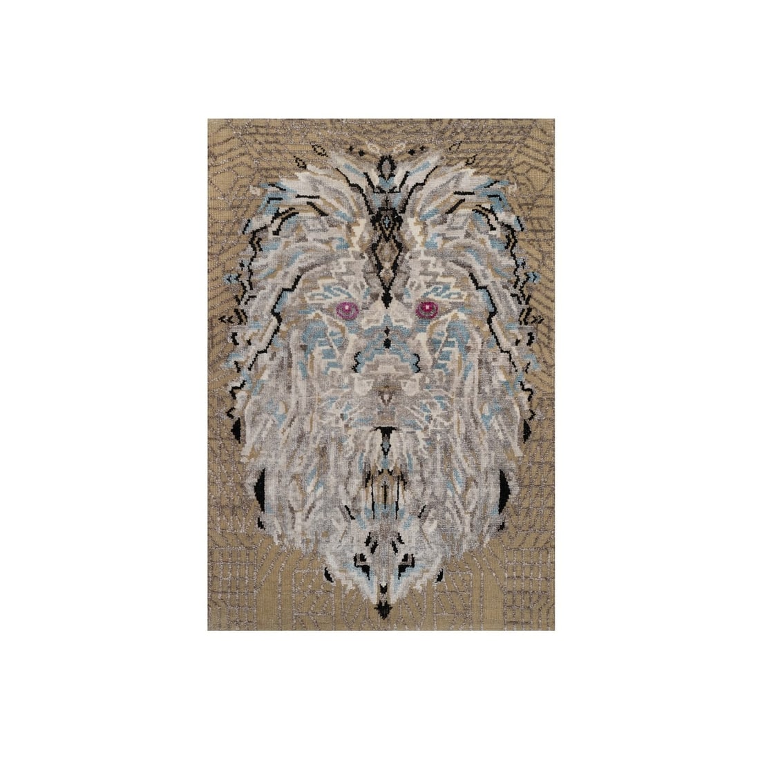 Brown Hand Knotted Mat Rug The Maharaja Lion Novelty Wool and Silk (1 of 8)