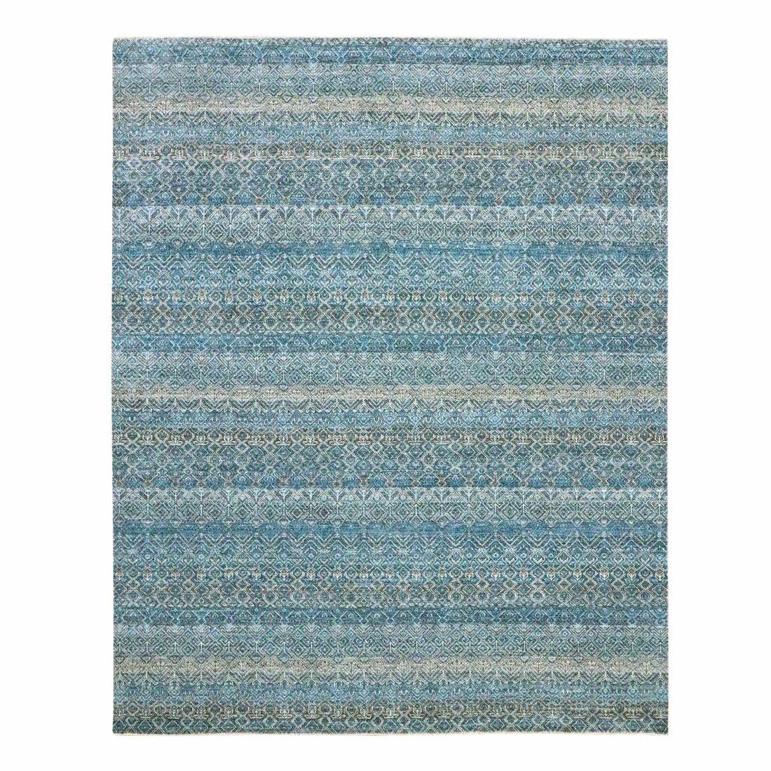 8'3"x10'1" Blue Kohinoor Herat All Over Design Hand Knotted Soft Wool Rug: 8'3"x10'1" Blue Kohinoor Herat All Over Design Hand Knotted Soft Wool Rug Experience the rich heritage of India with this stunning Blue Kohinoor Herat hand-knotted wool rug, boasting an all-over