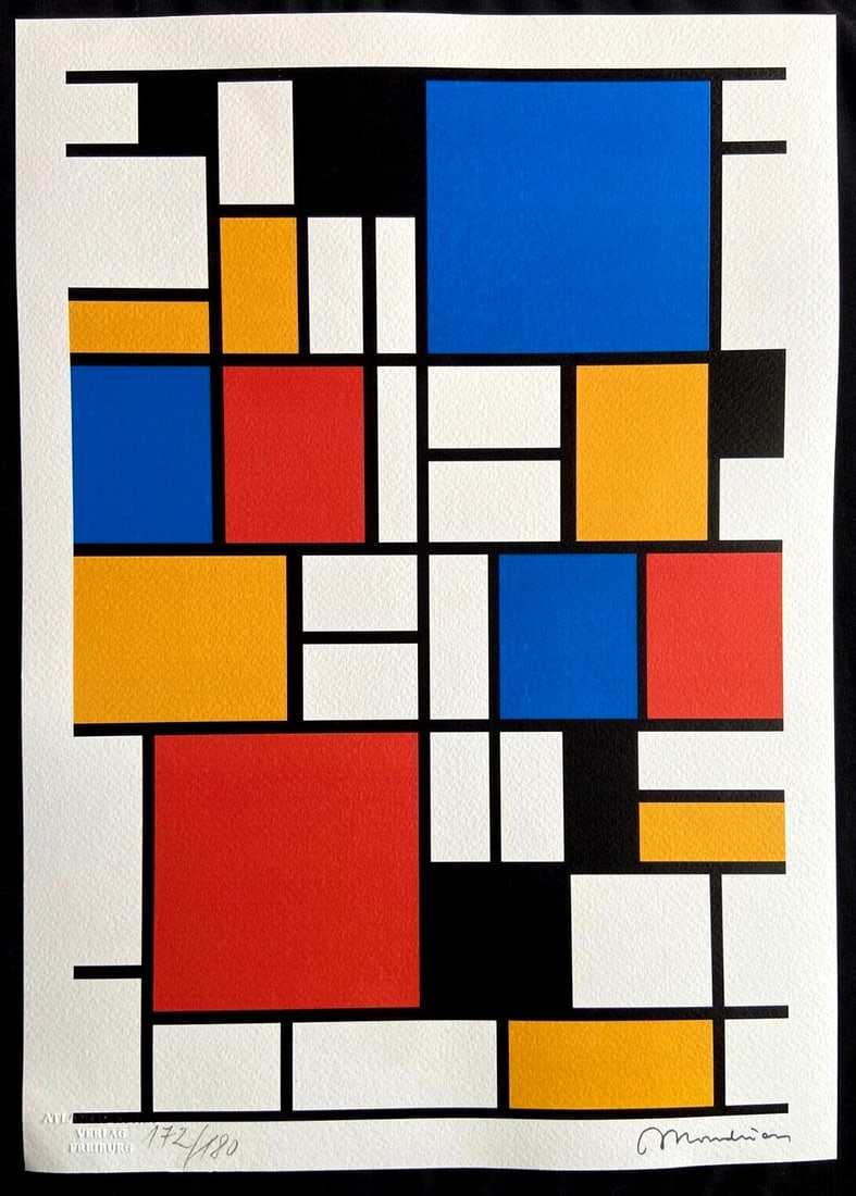 Piet Mondrian Lithograph Numbered Limited Stamped (1 of 9)
