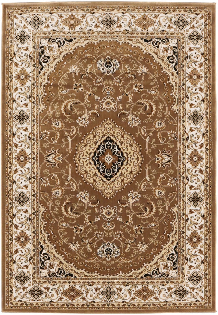 Brown floral classic vintage machine-made oriental carpet area rug (1 of 17)