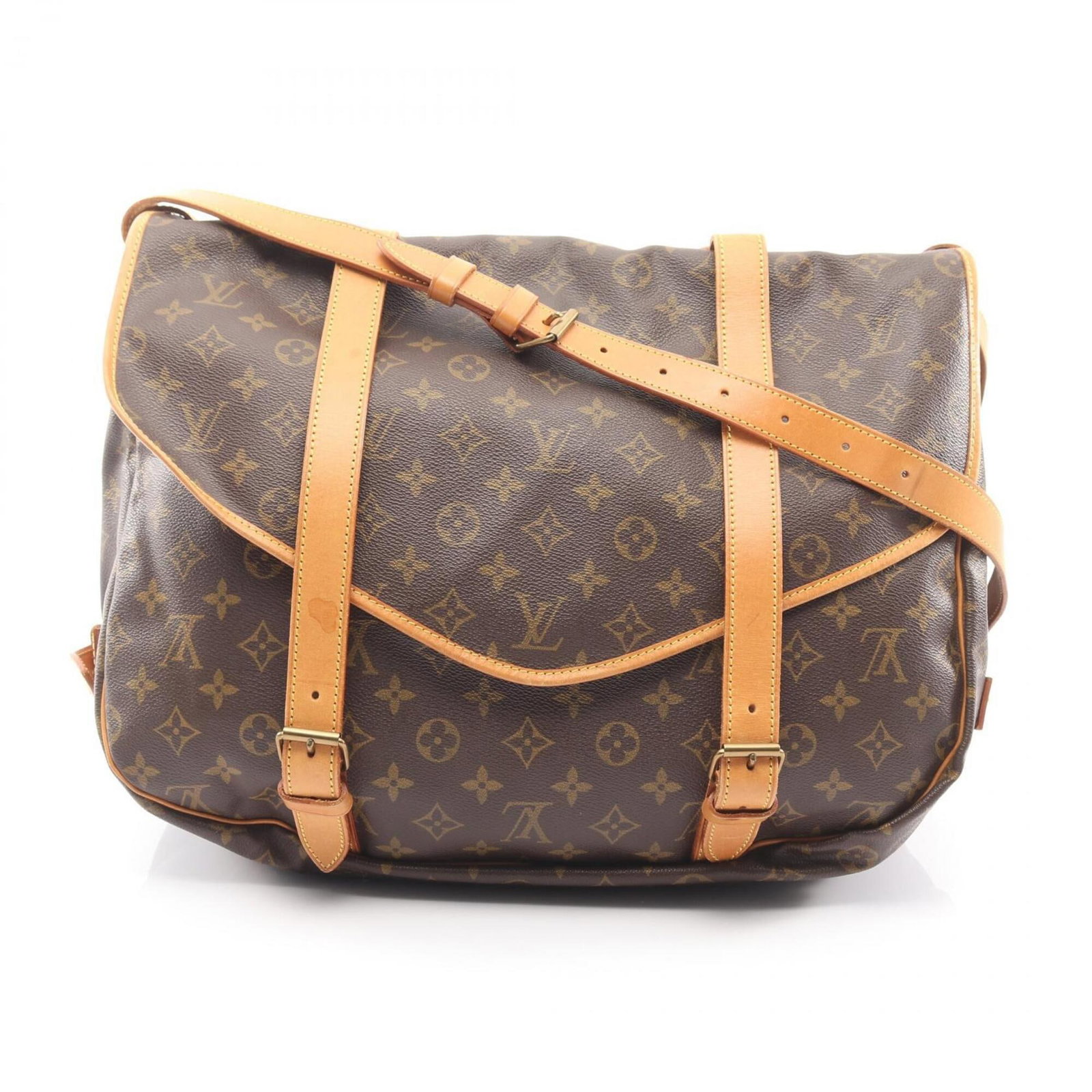 Leather Louis Vuitton Coated Canvas Shoulder Bag: Leather Louis Vuitton Coated Canvas Shoulder Bag A stylish and timeless piece, this Louis Vuitton Coated Canvas Shoulder Bag boasts the iconic brand's signature brown leather exterior, adorned with a