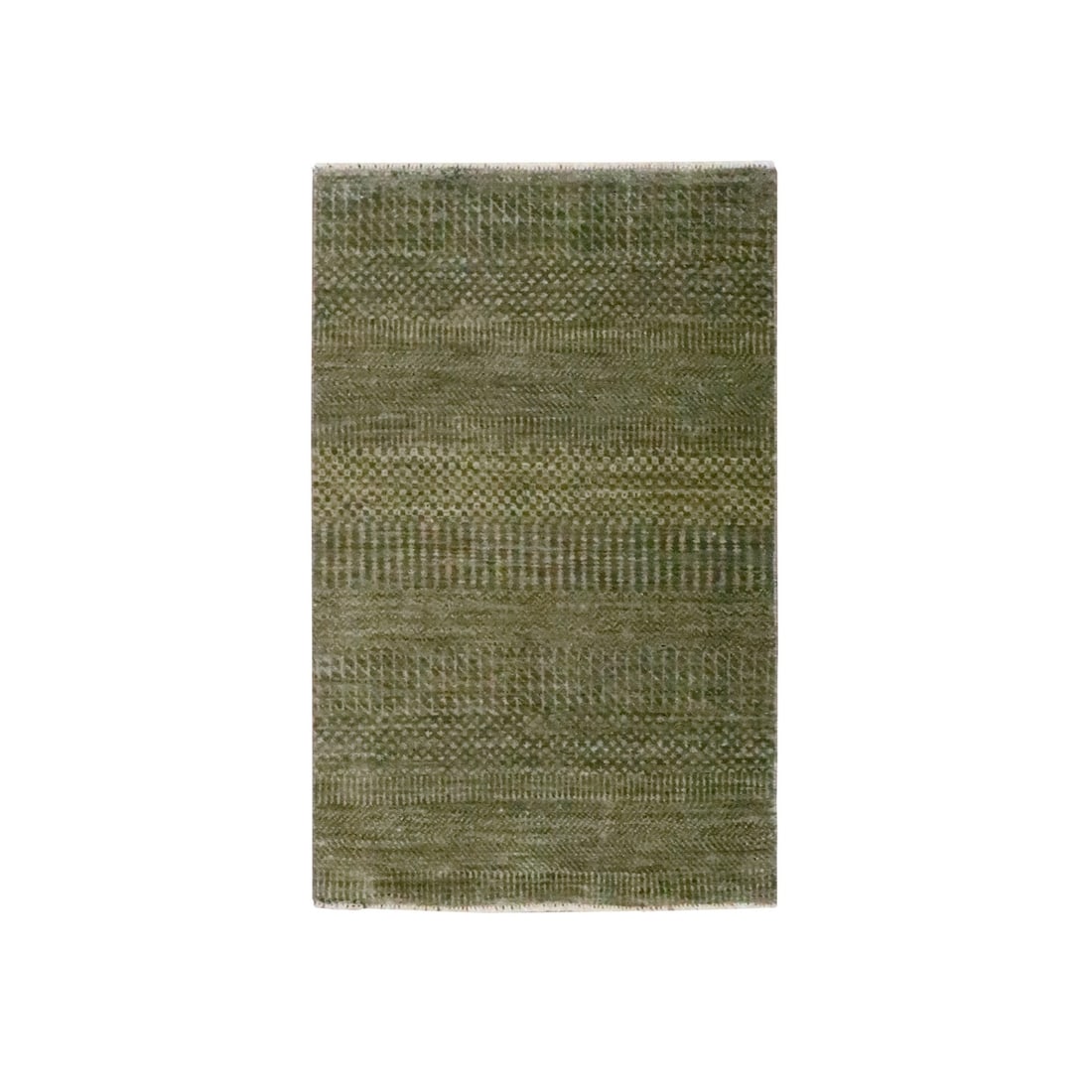 2'x3' Brown Modern Grass Design Hand Knotted Wool with Silk Mat Small Rug: 2'x3' Brown Modern Grass Design Hand Knotted Wool with Silk Mat Small Rug Experience the warmth and sophistication of India's rich cultural heritage with this stunning 2'x3' hand-knotted wool rug,