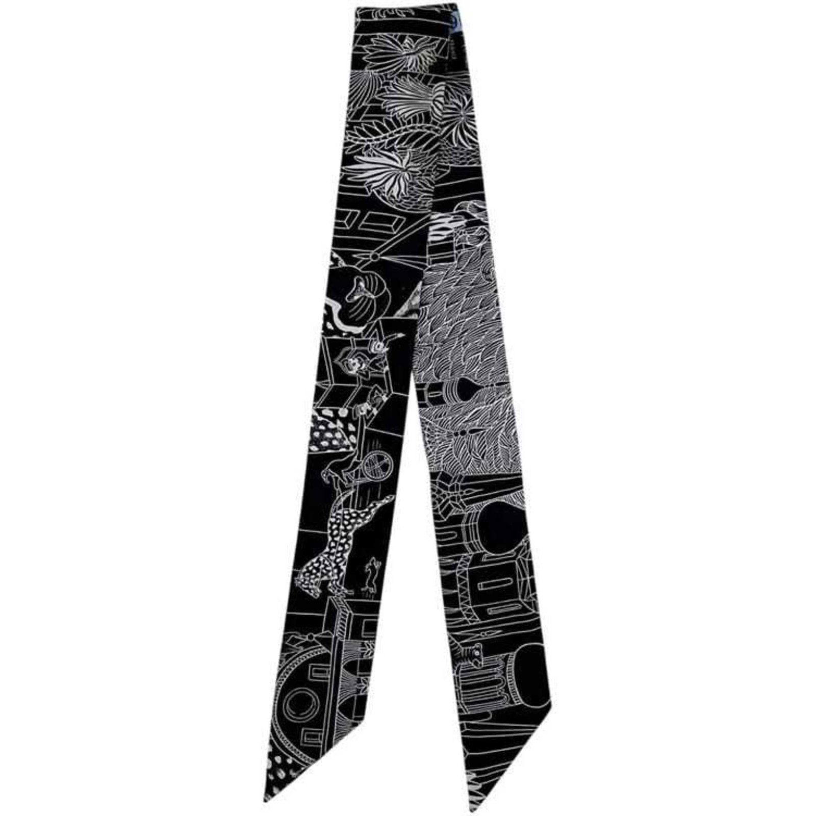 Hermes silk scarf: Hermes silk scarf A stunning piece of luxury, this pre-owned Hermes silk scarf boasts the iconic brand's signature elegance and sophistication. Made from high-quality silk, its sleek black hue exudes