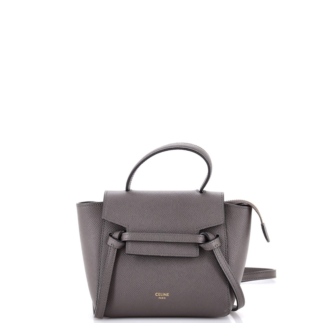 Celine textured leather pico bag.: Celine textured leather pico bag. A sleek and sophisticated Celine pico bag, this textured leather shoulder bag boasts a timeless gray exterior with subtle aged gold hardware, adding a touch of luxury