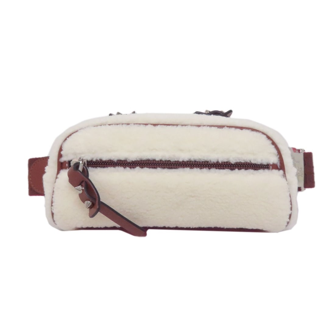 Christian Louboutin Bore Leather Blaster Body Bag: Christian Louboutin Bore Leather Blaster Body Bag The Christian Louboutin Bore Leather Blaster Body Bag is a striking, all-white and brown-hued masterpiece that exudes sophistication and glamour.