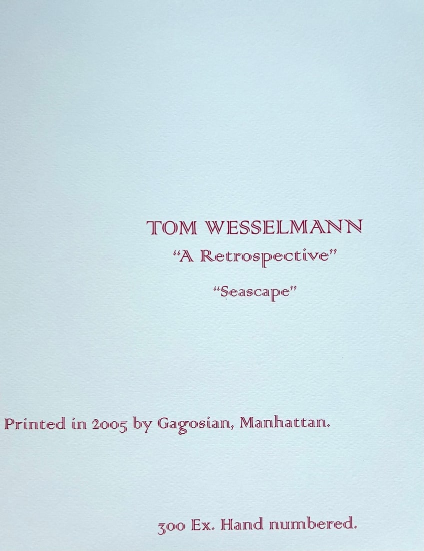 Tom Wesselmann Lithograph is numbered - 8