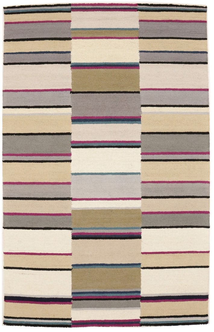 5X8 Hand-Tufted Multicolored Stripes Design Modern Rug Contemporary Carpet: 5X8 Hand-Tufted Multicolored Stripes Design Modern Rug Contemporary Carpet Elevate your space with this stunning 5x8 hand-tufted multicolored stripes rug, expertly crafted from high-quality wool to