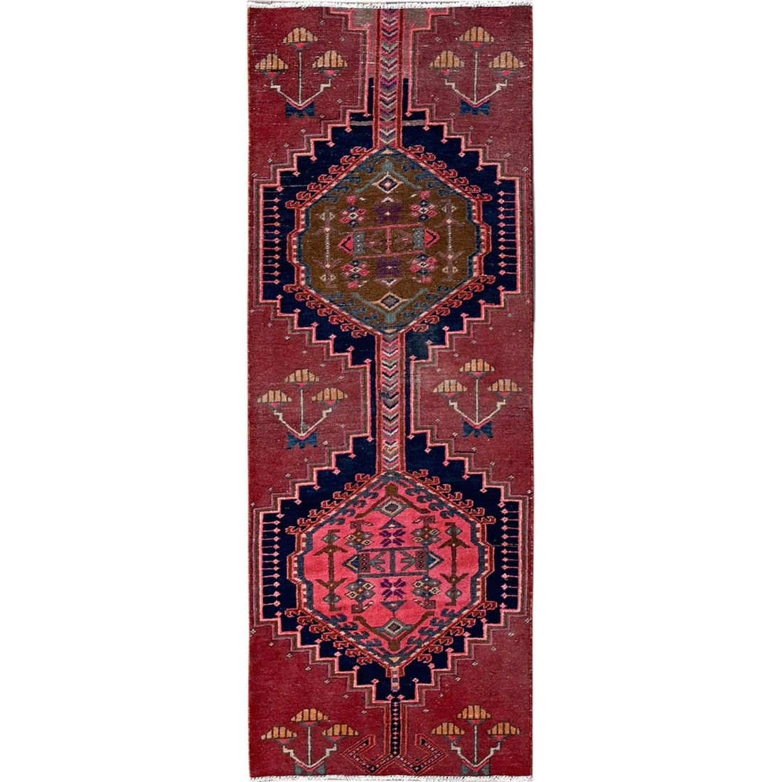 2'4"x6'5" Blush Red, Vintage Zoroastrian 100% Wool Hand Knotted Runner Rug (1 of 7)