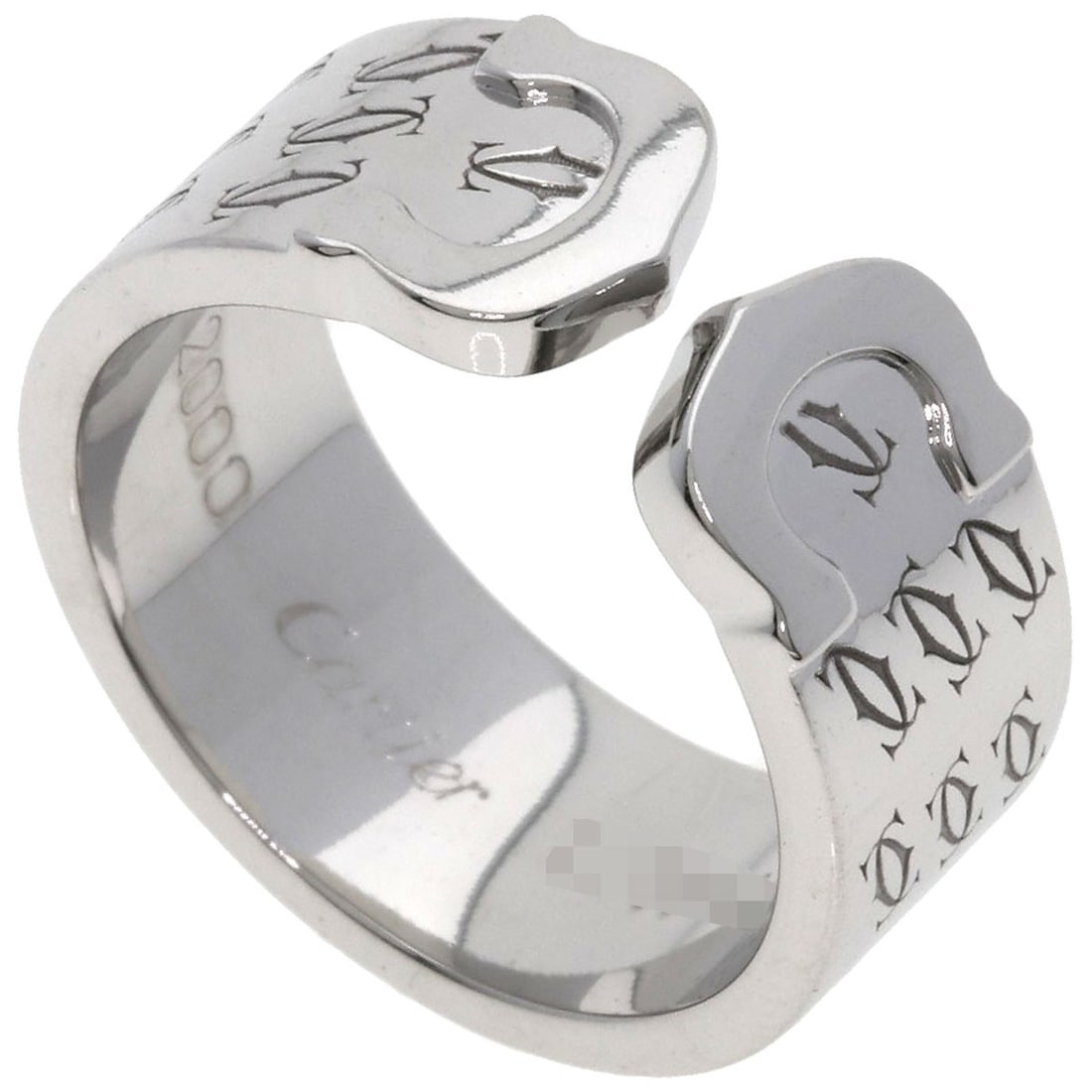 CARTIER 2C 2000 Christmas Limited #52 Ring K18 White Gold: CARTIER 2C 2000 Christmas Limited #52 Ring K18 White Gold A stunning limited edition Christmas ring from iconic French jeweler Cartier, this K18 white gold masterpiece boasts a sleek silver exterior a