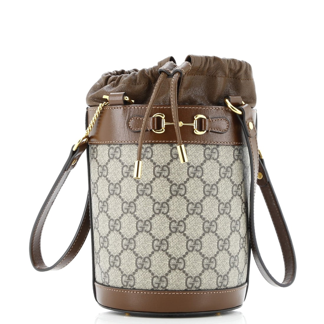 Gucci GG Coated Canvas Small Leather Horsebit Bucket Bag 1955 (1 of 7)