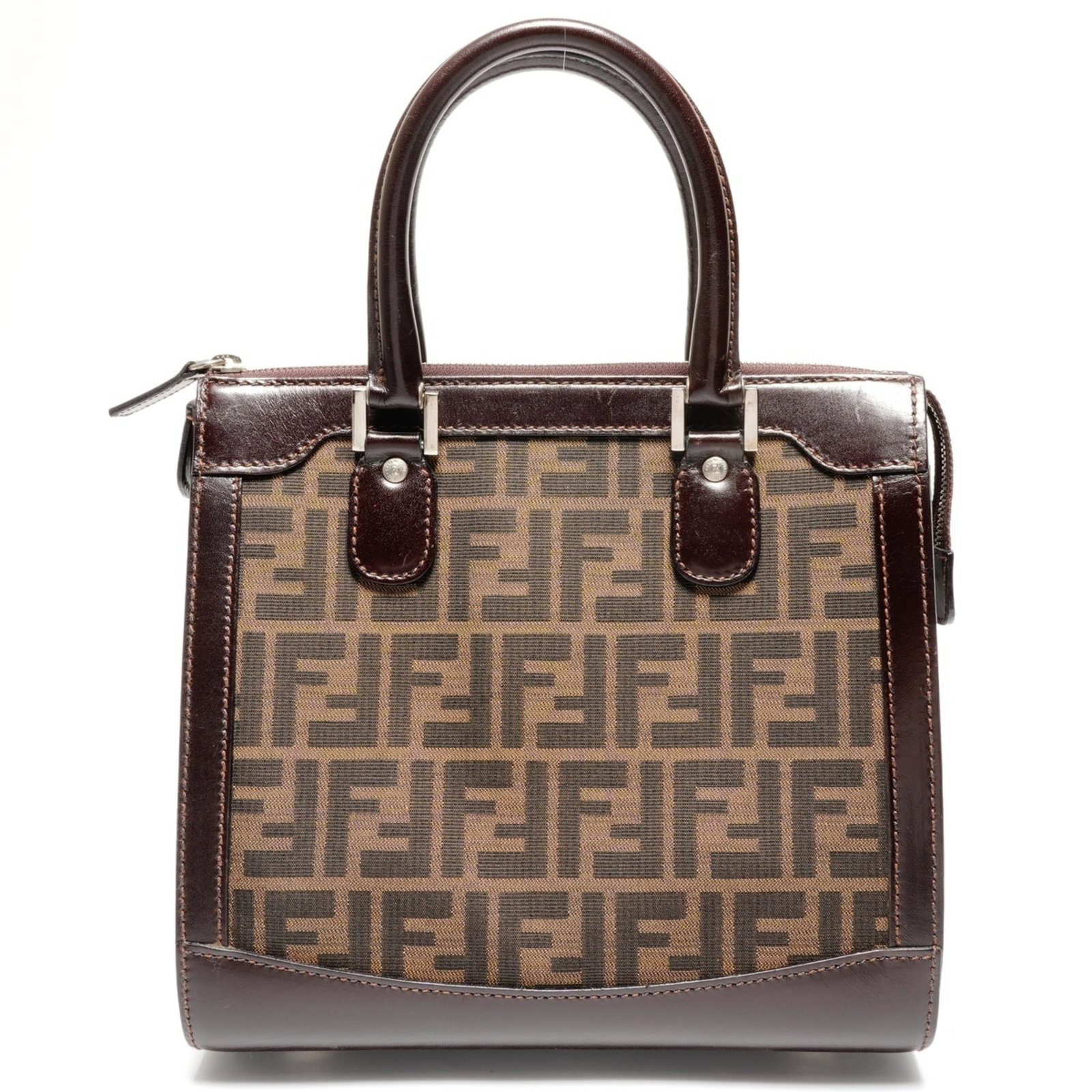 Fendi canvas handbag: Fendi canvas handbag A timeless Fendi canvas handbag in rich brown, boasting a classic design with clean lines and a spacious interior. With its sturdy canvas material and comfortable 10cm drop