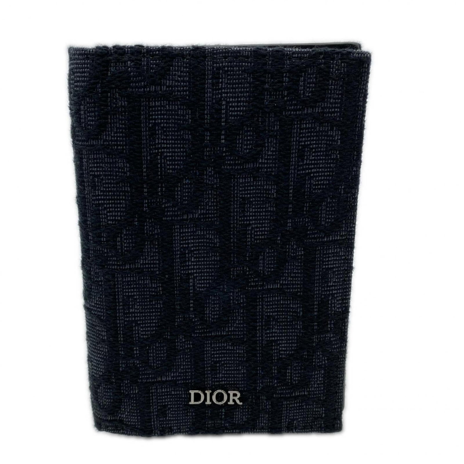 Cotton Leather Christian Dior Business Card Case: Cotton Leather Christian Dior Business Card Case Elevate your professional style with the iconic Christian Dior business card case, crafted from luxurious calfskin leather and soft cotton fabric. Its