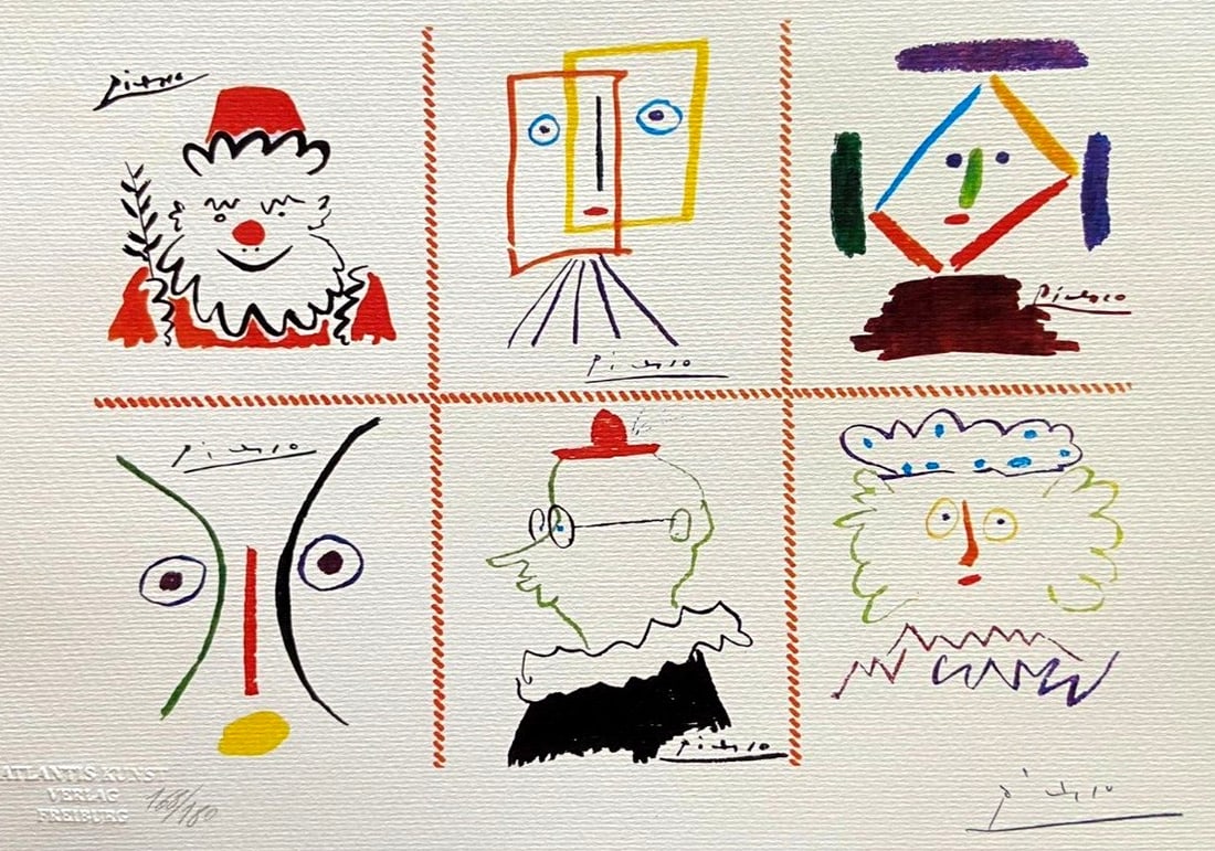 Pablo Picasso is a numbered lithograph stamp.: Pablo Picasso is a numbered lithograph stamp. Own a piece of art history with this stunning numbered lithograph stamp by Pablo Picasso, created in 1978 as part of his "Portraits" series. This limited