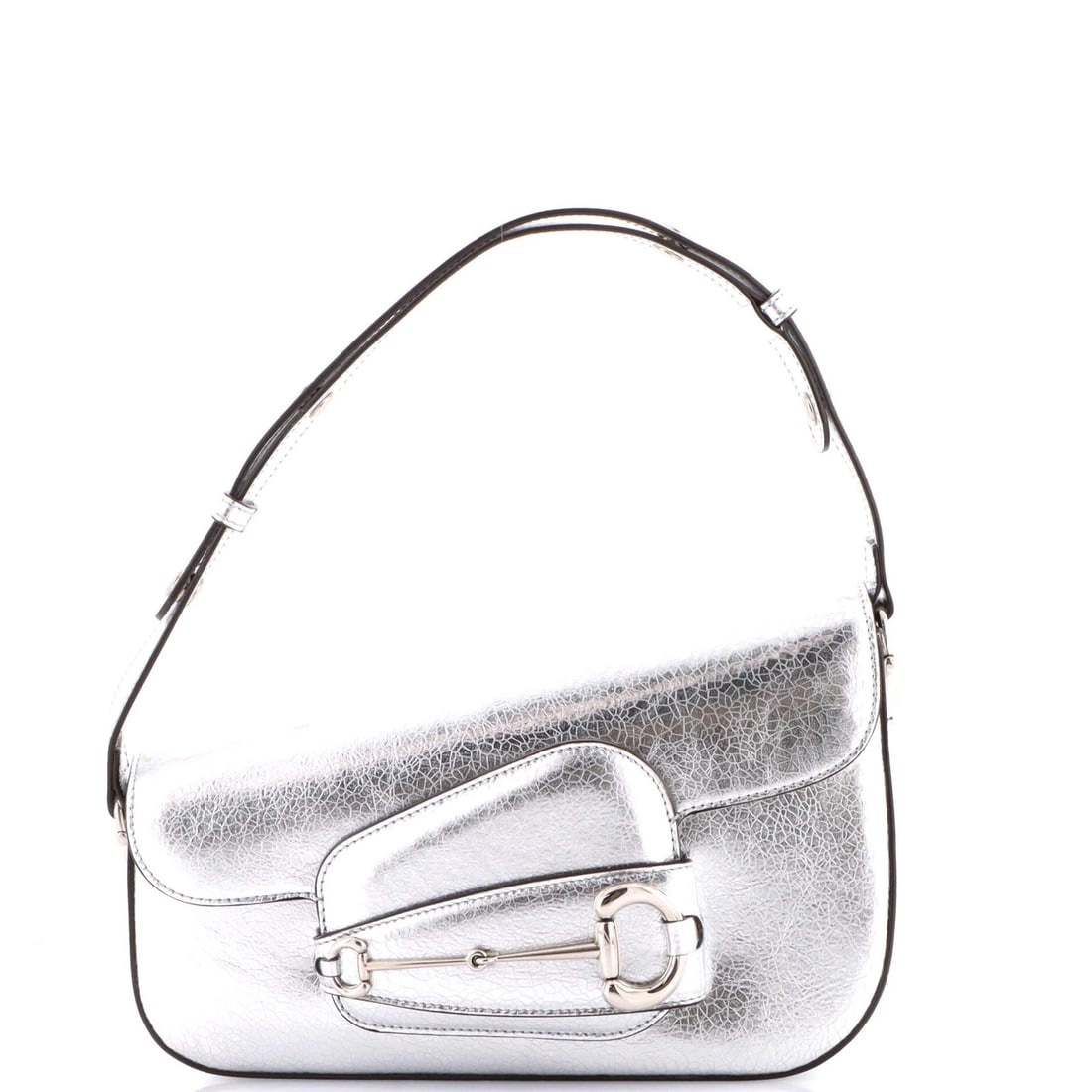 Gucci small leather asymmetric shoulder bag 1955 horsebit: Gucci small leather asymmetric shoulder bag 1955 horsebit A true vintage gem, this 1955 Gucci Horsebit Asymmetric Shoulder Bag boasts sleek silver hardware and a timeless design that exudes classic