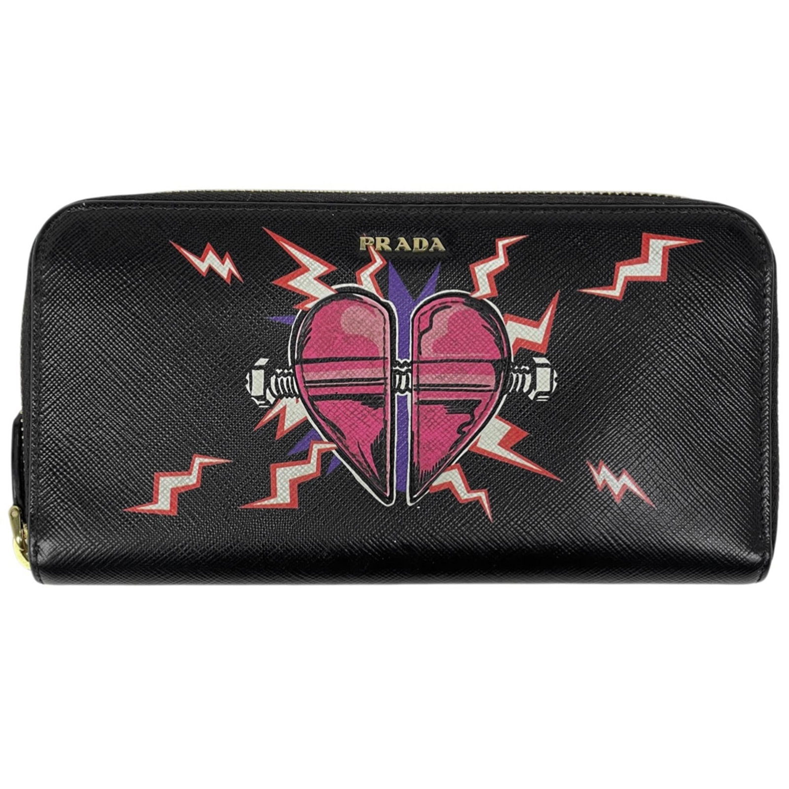 Women's Saffiano Leather Nero Black Frankenstein Collaboration Universal Studios Prada Logo Round (1 of 8)