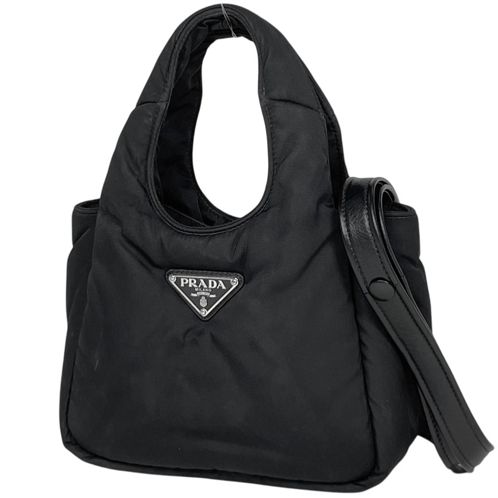 Prada Nylon Shoulder Handbag: Prada Nylon Shoulder Handbag A sleek and sophisticated Prada Nylon Shoulder Handbag, perfect for adding a touch of luxury to your daily routine. With its durable nylon material and classic design, thi