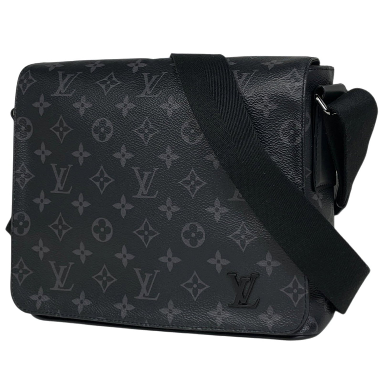 Louis Vuitton Monogram Eclipse Shoulder Bag: Louis Vuitton Monogram Eclipse Shoulder Bag Experience the iconic style of Louis Vuitton with this sleek Monogram Eclipse Shoulder Bag, boasting the signature LV monogram pattern in black and noir hue