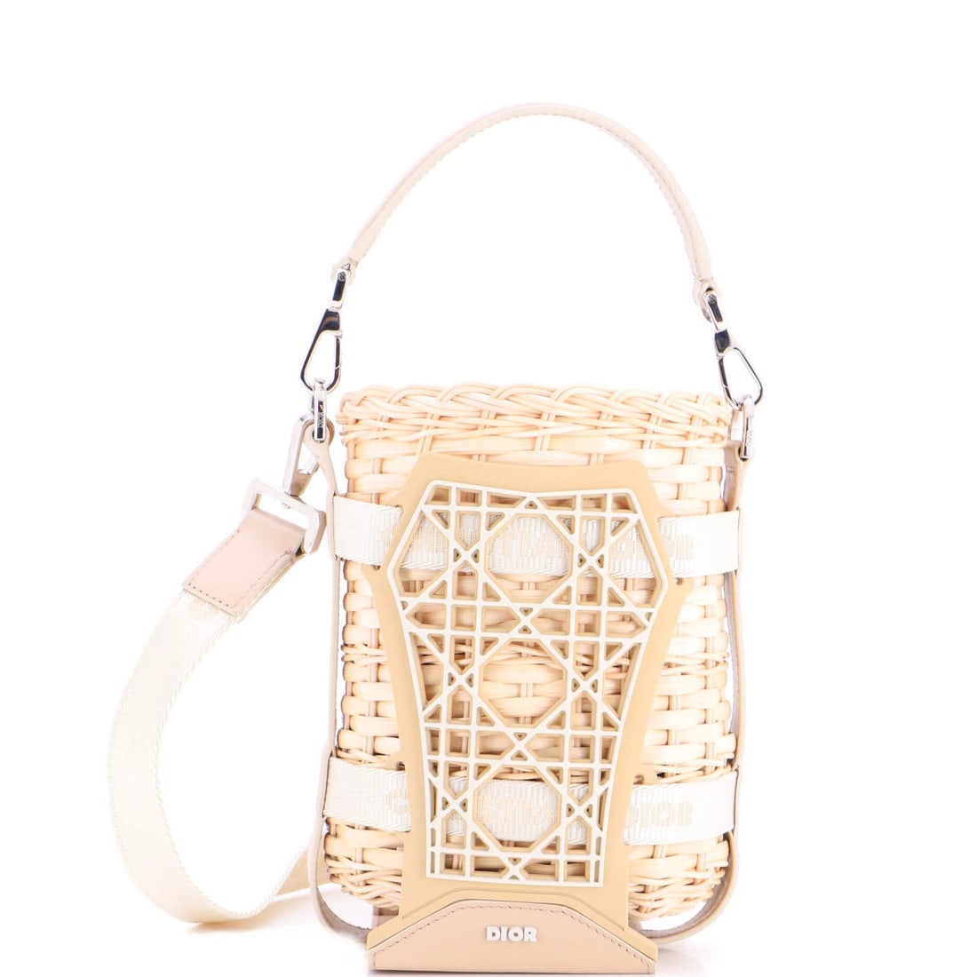 Christian Dior Wicker Raffia Leather Sahara Basket Bag (1 of 5)