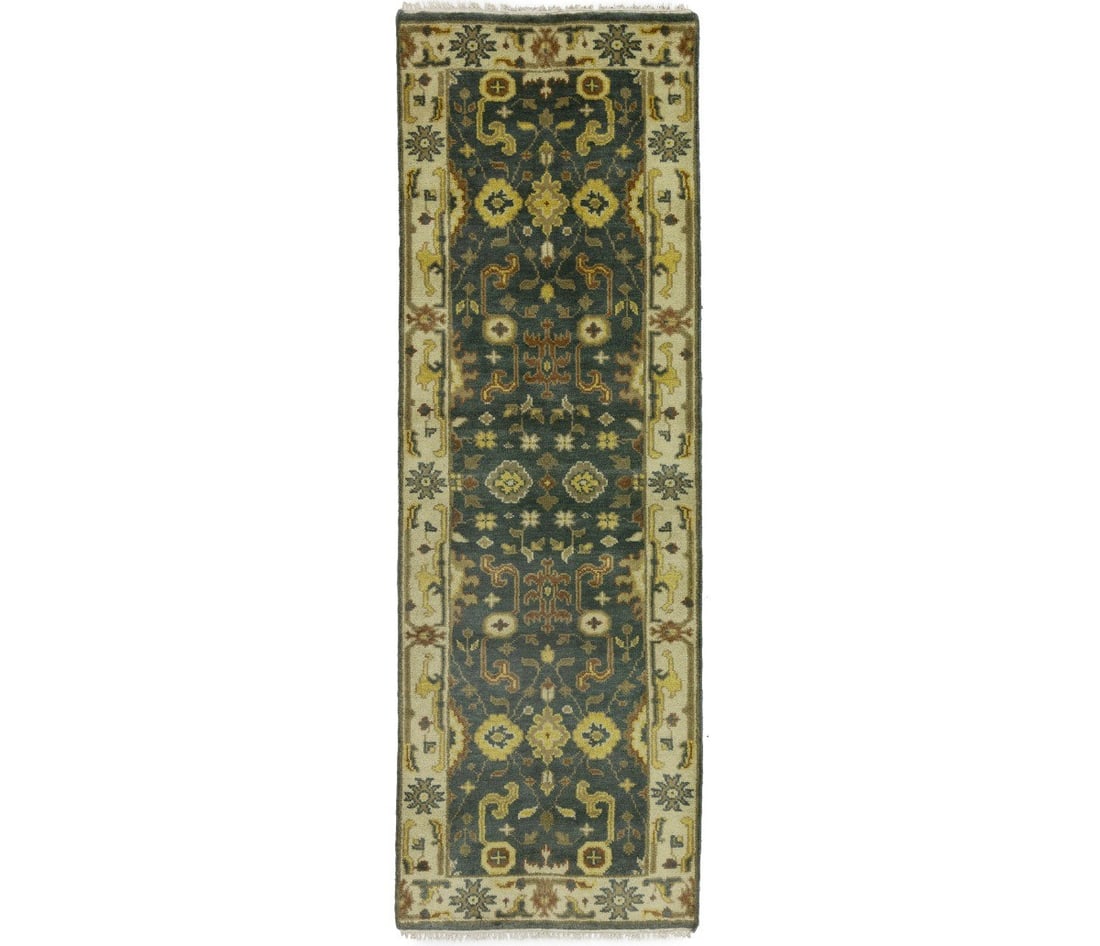 3X8 Gray Oushak Chobi Oriental Runner Rug Floral Design Hallway Kitchen Decor: 3X8 Gray Oushak Chobi Oriental Runner Rug Floral Design Hallway Kitchen Decor Add warmth and elegance to your home with this stunning 3x8 Gray Oushak Chobi Oriental Runner Rug, expertly hand-knotted