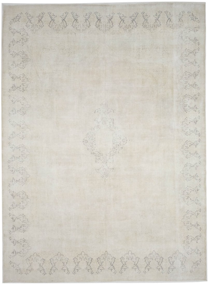 Vintage handmade oriental rug with distressed carpet and muted floral design (1 of 14)