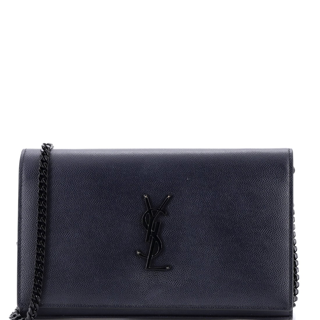 Saint Laurent classic monogram leather wallet on chain.: Saint Laurent classic monogram leather wallet on chain. A timeless piece from the iconic Saint Laurent brand, this classic monogram leather wallet on chain exudes effortless chic. With its rich blue