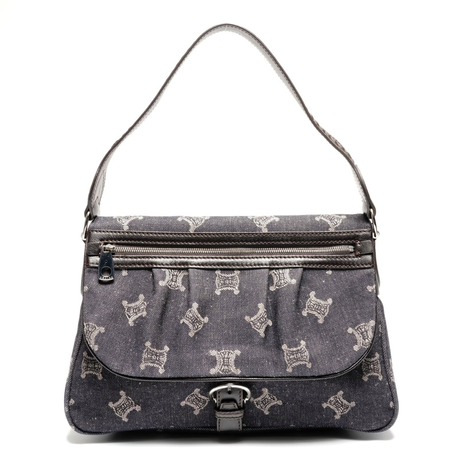 Celine is a denim shoulder bag: Celine is a denim shoulder bag The Celine denim shoulder bag is a timeless piece that exudes effortless chic, with its classic navy hue and durable denim construction. Its spacious interior and