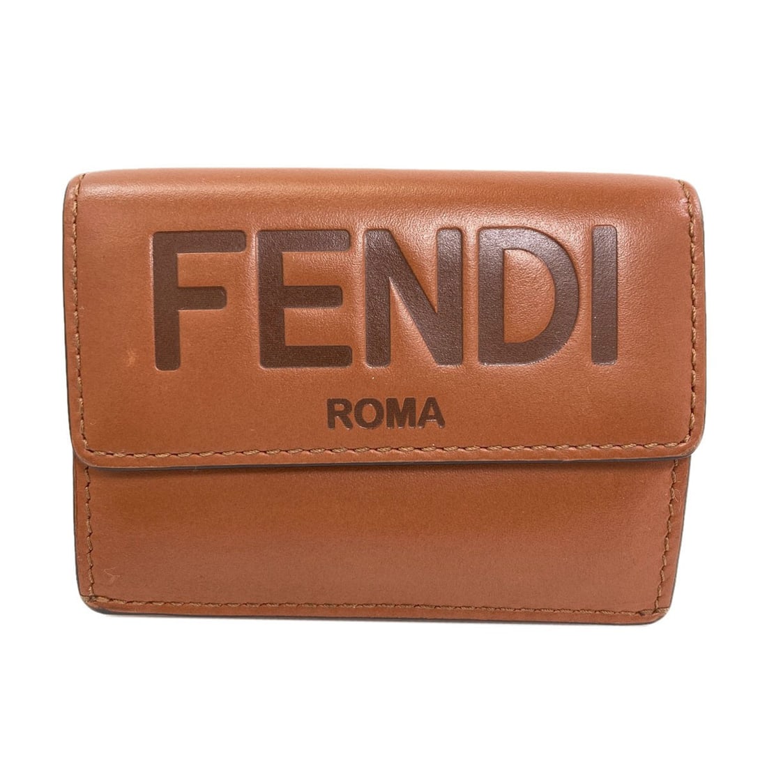 FENDI Tri-fold wallet Bifold Wallet with Coin Pocket Leather: FENDI Tri-fold wallet Bifold Wallet with Coin Pocket Leather Elevate your everyday style with the iconic FENDI bifold wallet, crafted from rich brown leather and boasting a sleek tri-fold design that