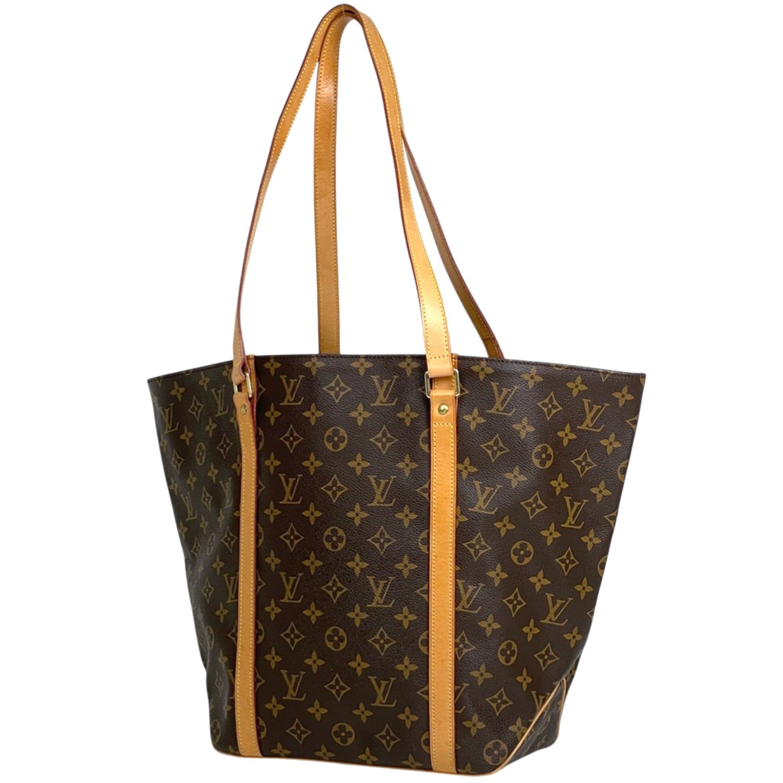 Louis Vuitton Monogram Tote Bag: Louis Vuitton Monogram Tote Bag Experience the timeless elegance of Louis Vuitton with this iconic Monogram Tote Bag, boasting the signature brown monogram pattern and classic shoulder strap design