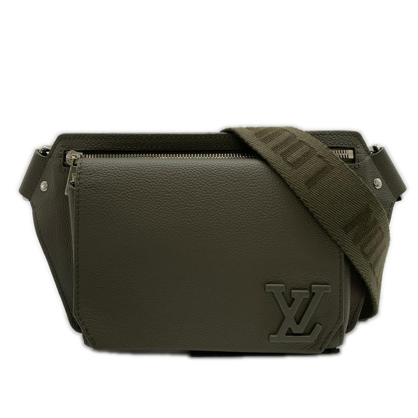 Louis Vuitton Sling Leather Bag: Louis Vuitton Sling Leather Bag A stylish and practical Louis Vuitton sling bag, crafted from high-quality calf leather in a timeless khaki color, is perfect for everyday use. With its sleek design,