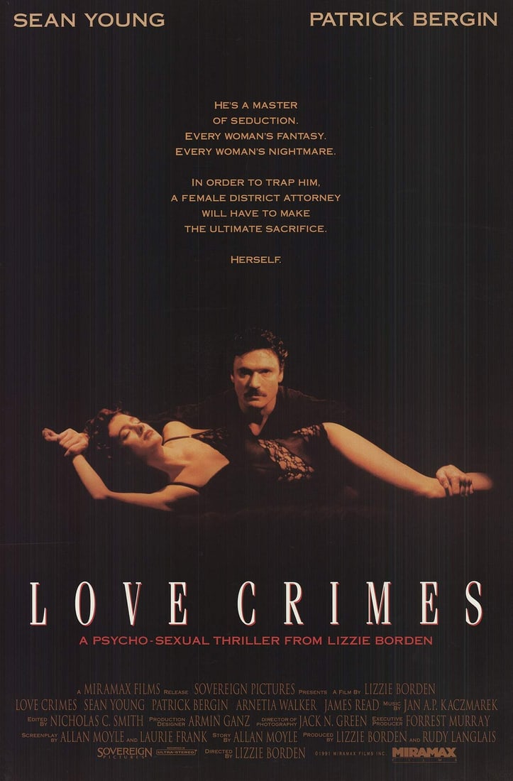 ARTIST UNKNOWN Love Crimes 41" x 27" Offset Lithograph 1991: ARTIST UNKNOWN Love Crimes 41" x 27" Offset Lithograph 1991 A rare and striking offset lithograph from 1991, 'Love Crimes' by an artist unknown showcases bold figures in a captivating composition.