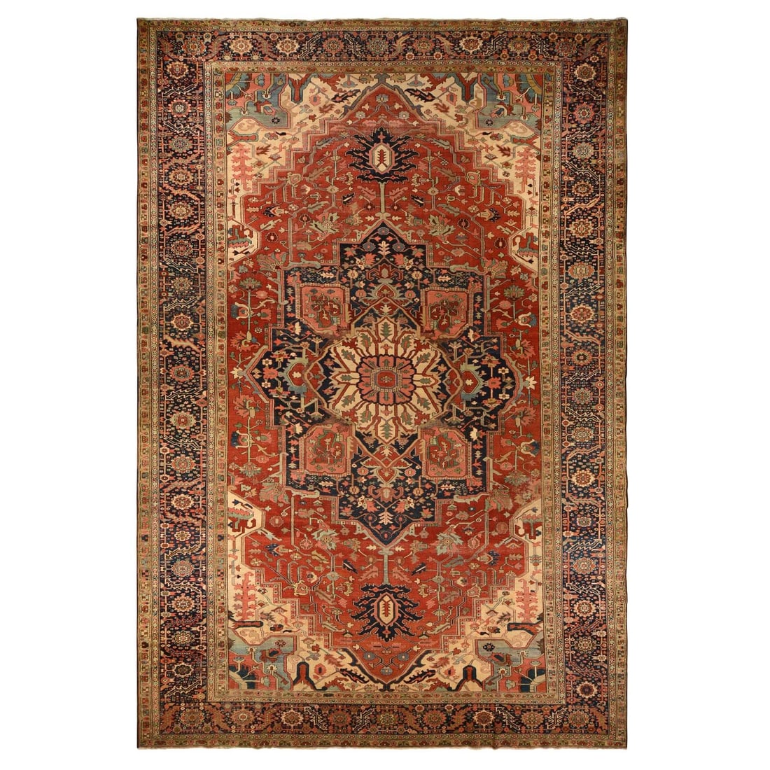 12'1"x19'2" Red Antique Seeripe Heris Handknotted 100% Wool Oversized Rug (1 of 10)