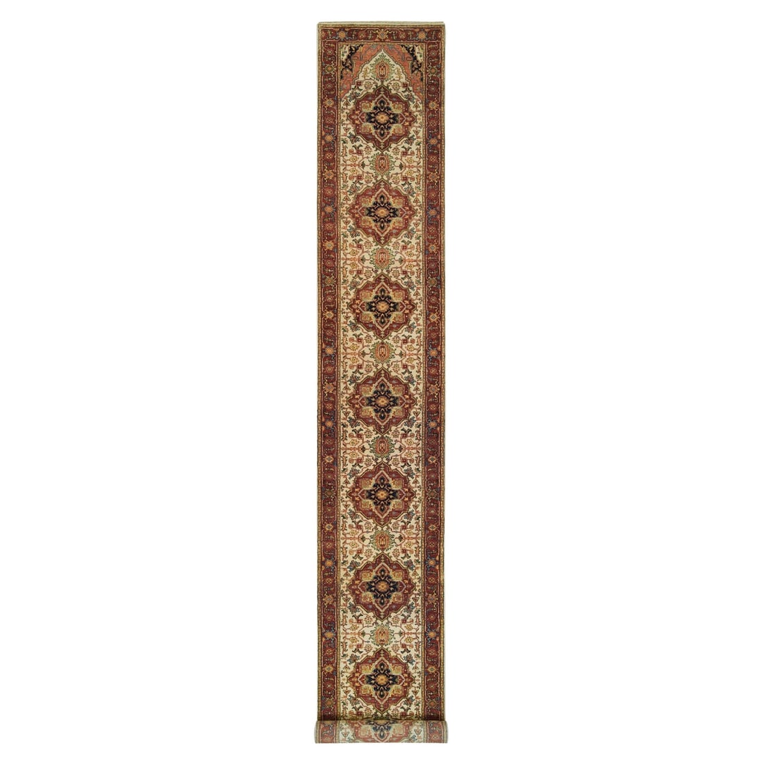 2'7"x20' Ivory Heris Re-Creation Hand Knotted Wool XL Runner Oriental Rug (1 of 8)