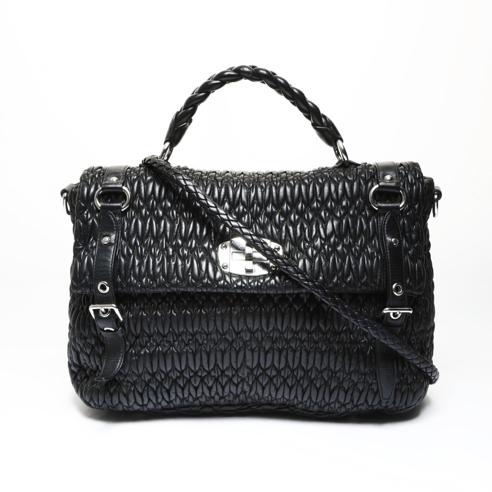 Miu Shoulder Bag: Miu Shoulder Bag Elevate your everyday style with the Miu Shoulder Bag, boasting sleek black design and spacious interior perfect for work or play. Its adjustable strap length and 105cm drop handle pr