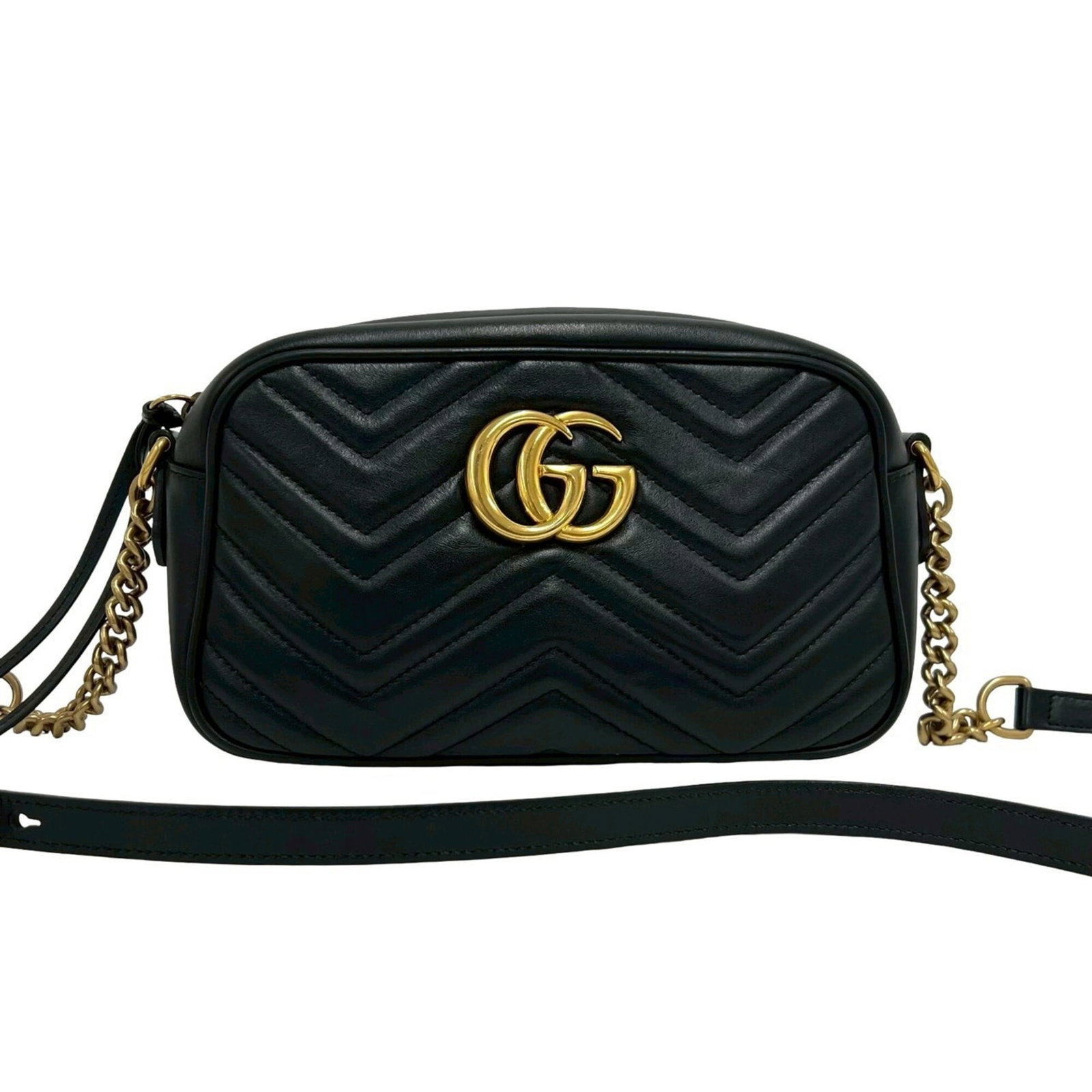 Gucci leather shoulder bag: Gucci leather shoulder bag A sleek and sophisticated black Gucci leather shoulder bag, perfect for adding a touch of luxury to your daily routine. With its classic pochette design and durable leather