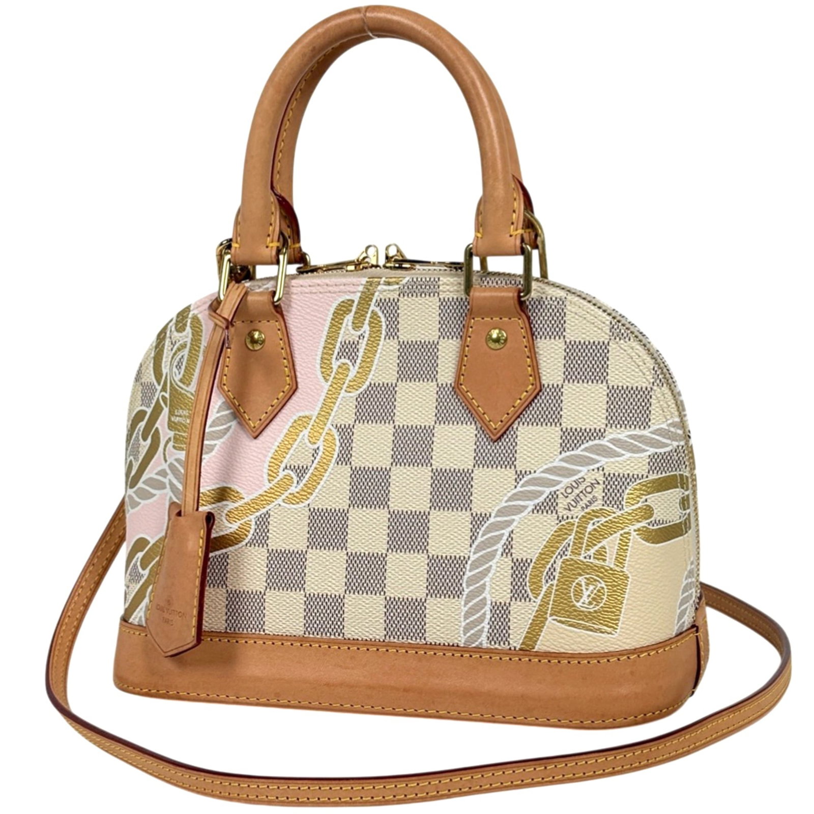 Louis Vuitton Handbag, Shoulder Bag Damier Azur: Louis Vuitton Handbag, Shoulder Bag Damier Azur Own the iconic style of Louis Vuitton with this stunning Damier Azur shoulder bag, boasting the signature monogram pattern in crisp white against a