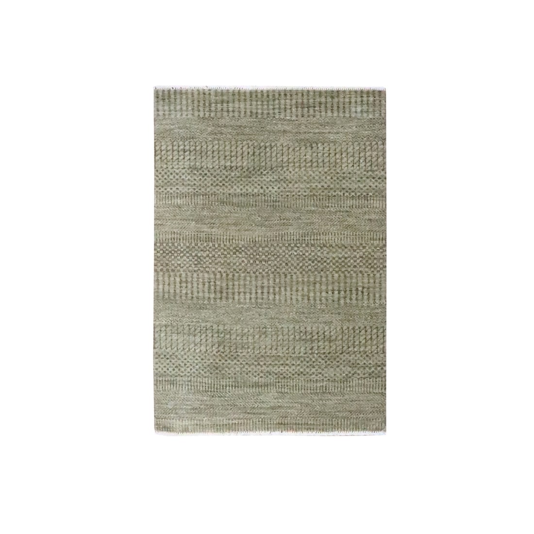 2'x3' Brown Modern Grass Design Hand Knotted Wool and Silk Mat Small Rug (1 of 5)