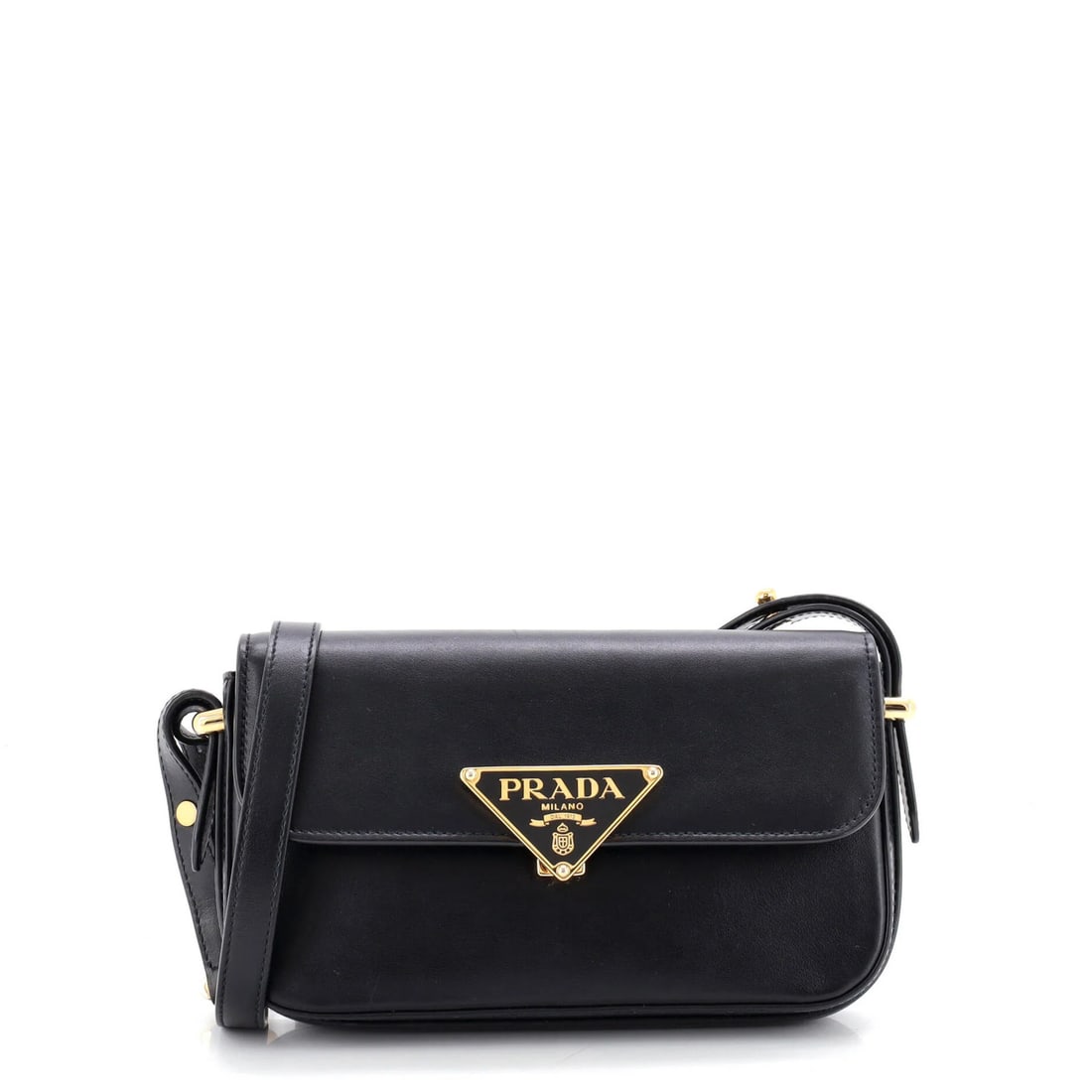 Soft calfskin bag with east west triangle logo flap from Prada Embleme. (1 of 6)