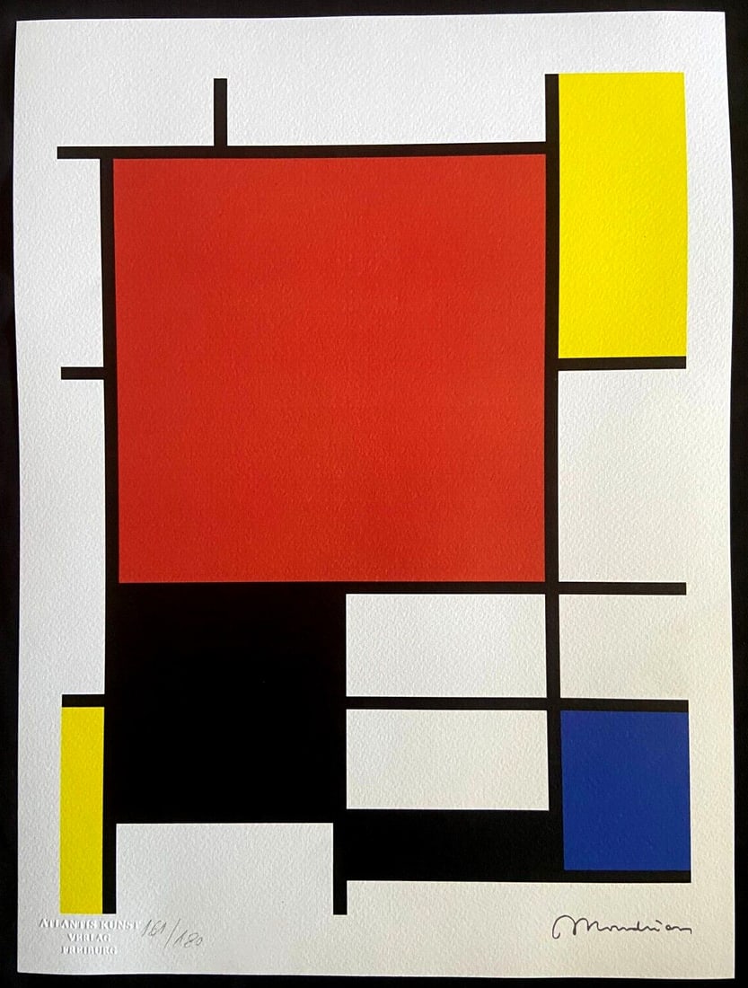 Numbered Piet Mondrian Lithograph (1 of 9)