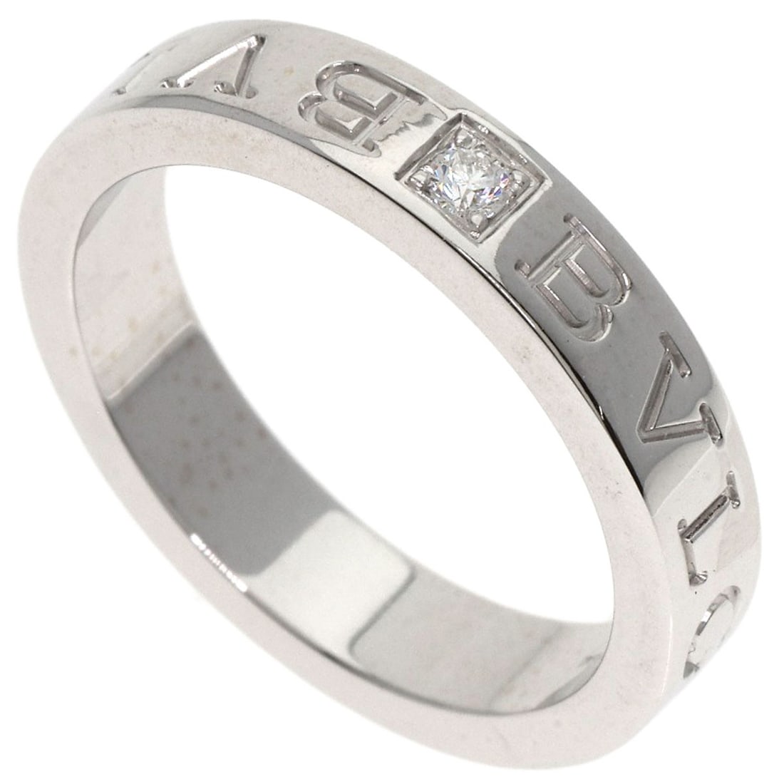 BVLGARI Double Logo 1P Diamond Ring K18 White Gold (1 of 8)