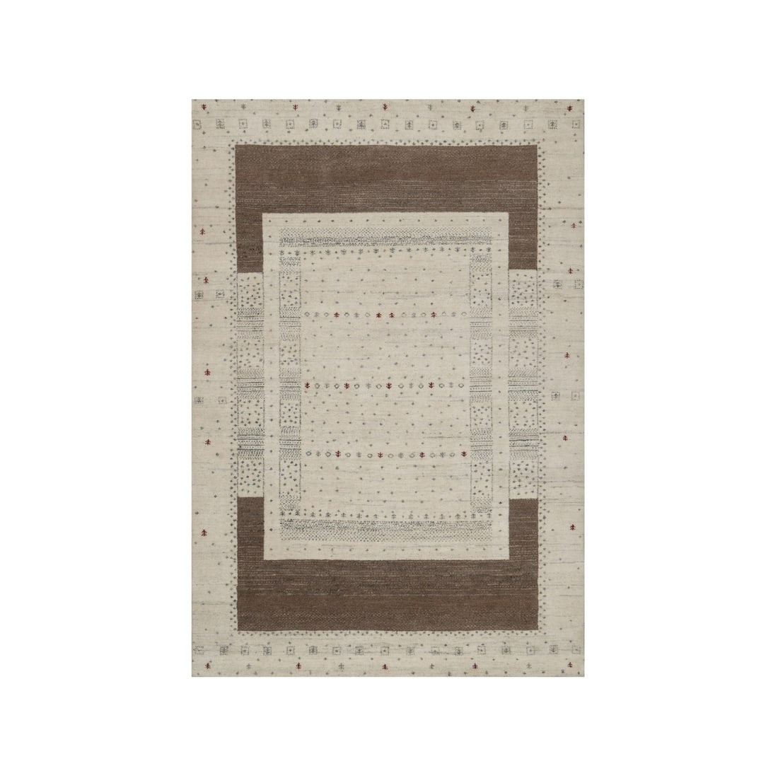 5'x7'10" Ivory Lori Buft Modern Striae Design Pure Wool Hand Knotted Rug (1 of 8)