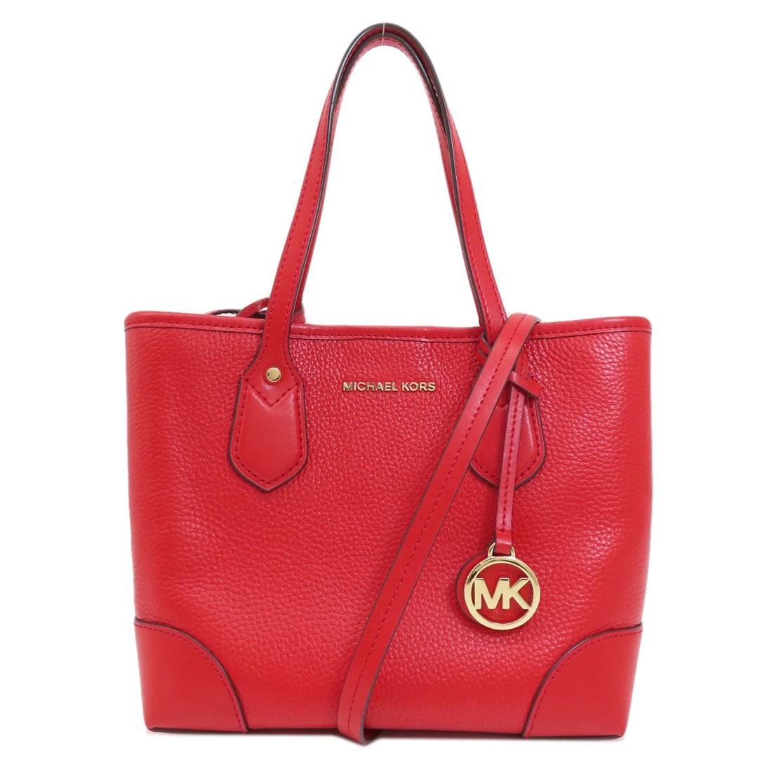 Michael Kors Logo Hardware 2WAY Tote Bag Leather: Michael Kors Logo Hardware 2WAY Tote Bag Leather Make a statement with this bold, red leather tote bag from Michael Kors, adorned with signature logo hardware and designed for effortless 2-way