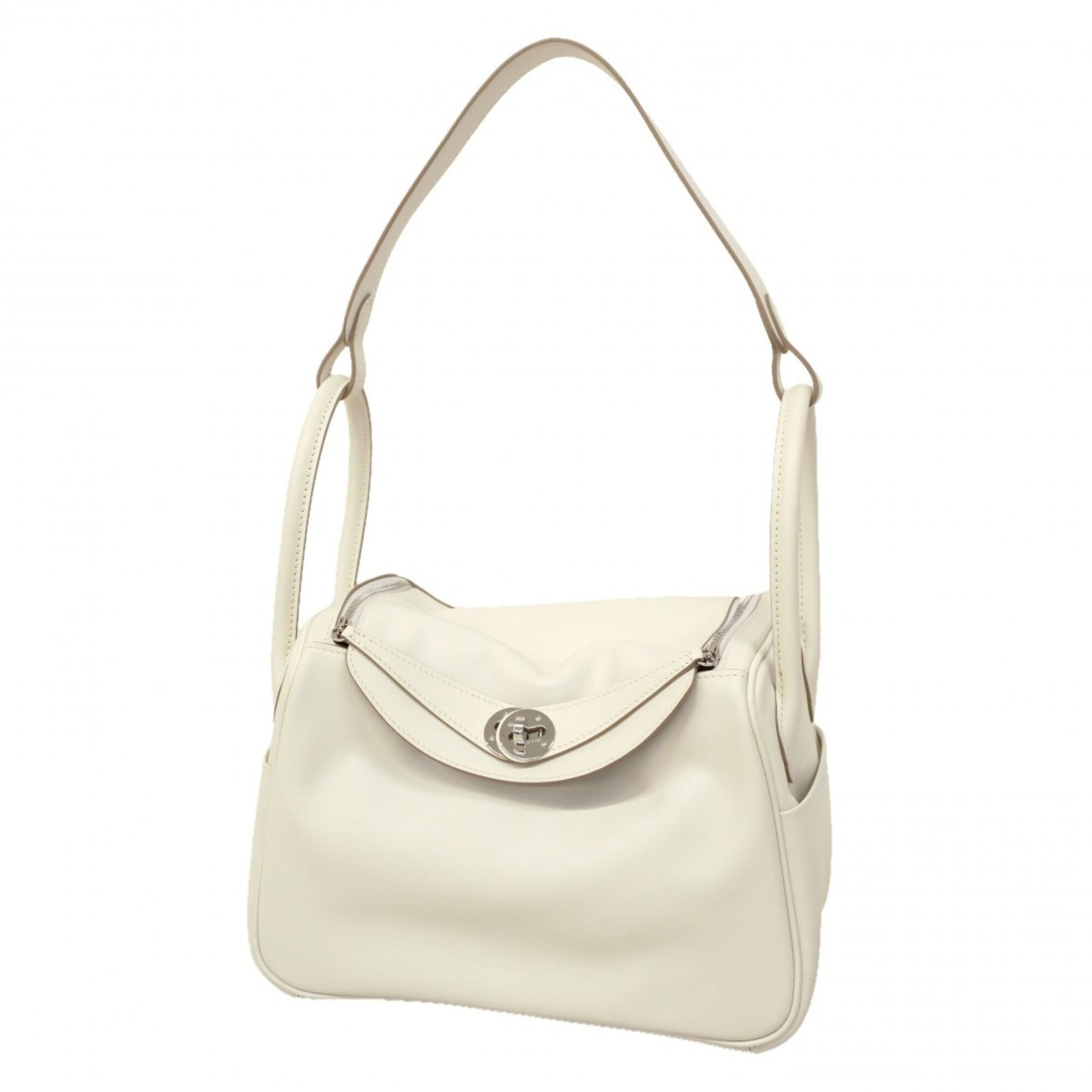 Hermes Swift Leather Handbag: Hermes Swift Leather Handbag A timeless classic, the Hermes Swift Leather Handbag exudes understated elegance with its sleek silver hardware and supple swift leather exterior. With a spacious interior
