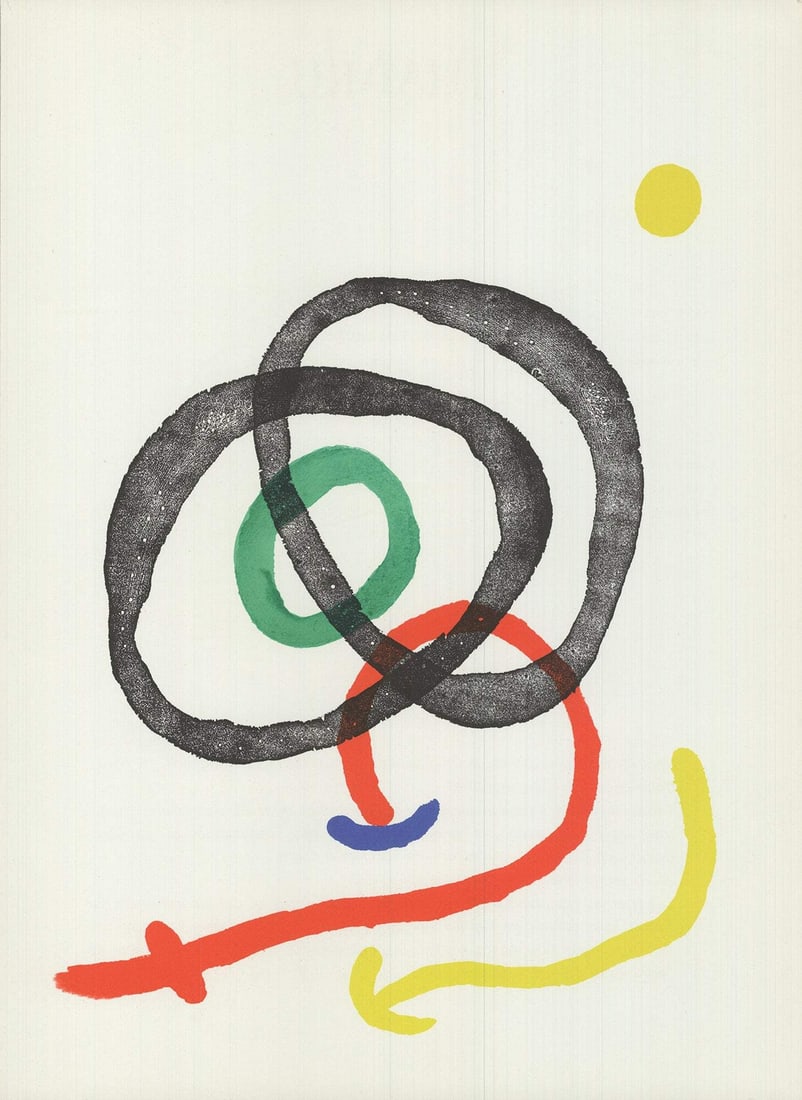 JOAN MIRO Swirl from DLM number 169 15" x 11" Lithograph 1967 Surrealism Black (1 of 4)