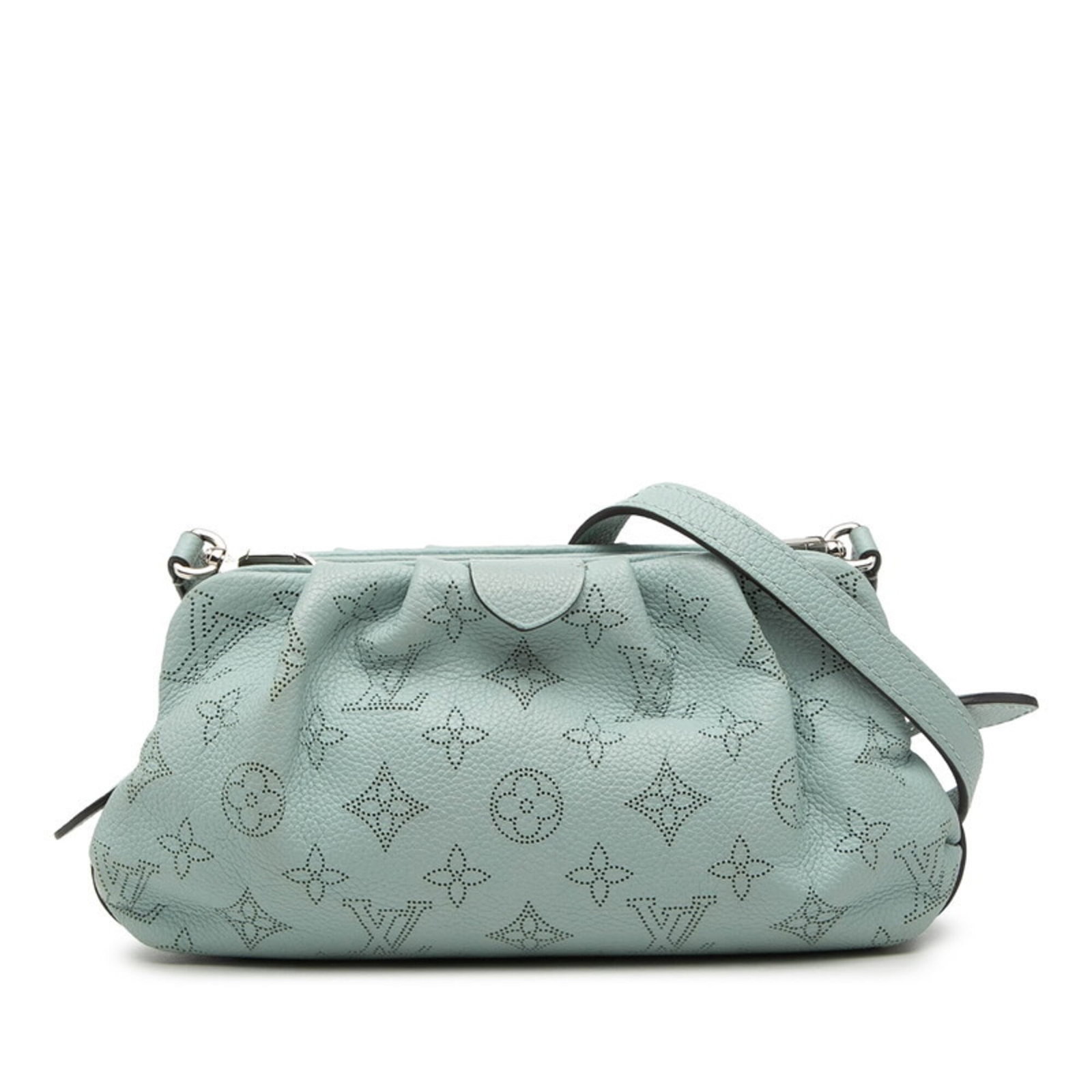 Leather Louis Vuitton Shoulder Bag: Leather Louis Vuitton Shoulder Bag A stunning blue leather shoulder bag from the iconic Louis Vuitton brand, boasting classic LV monogram pattern and premium quality craftsmanship. With its sleek